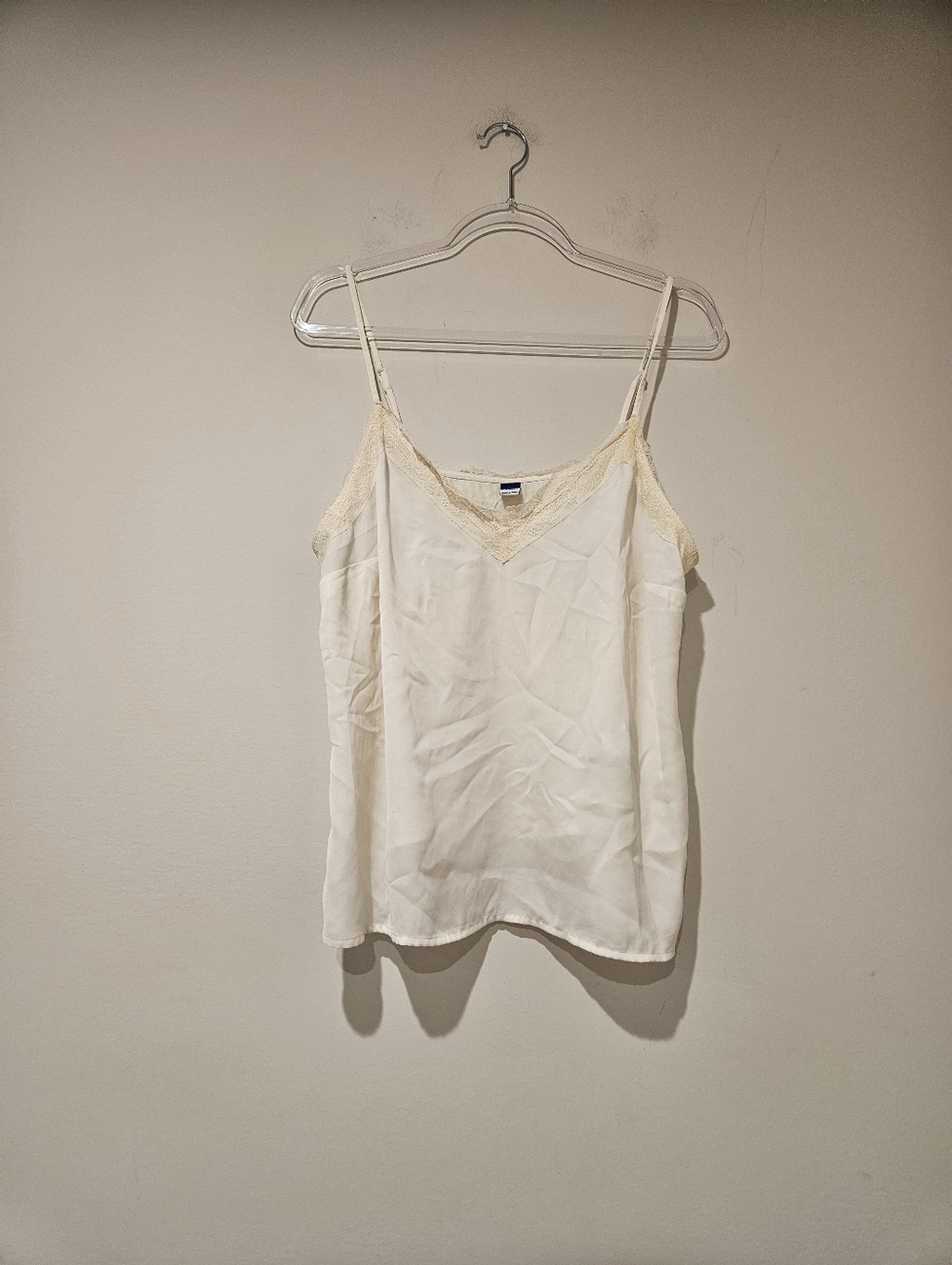 Old Navy Cream and White Lace-Trim Cami, Size Large